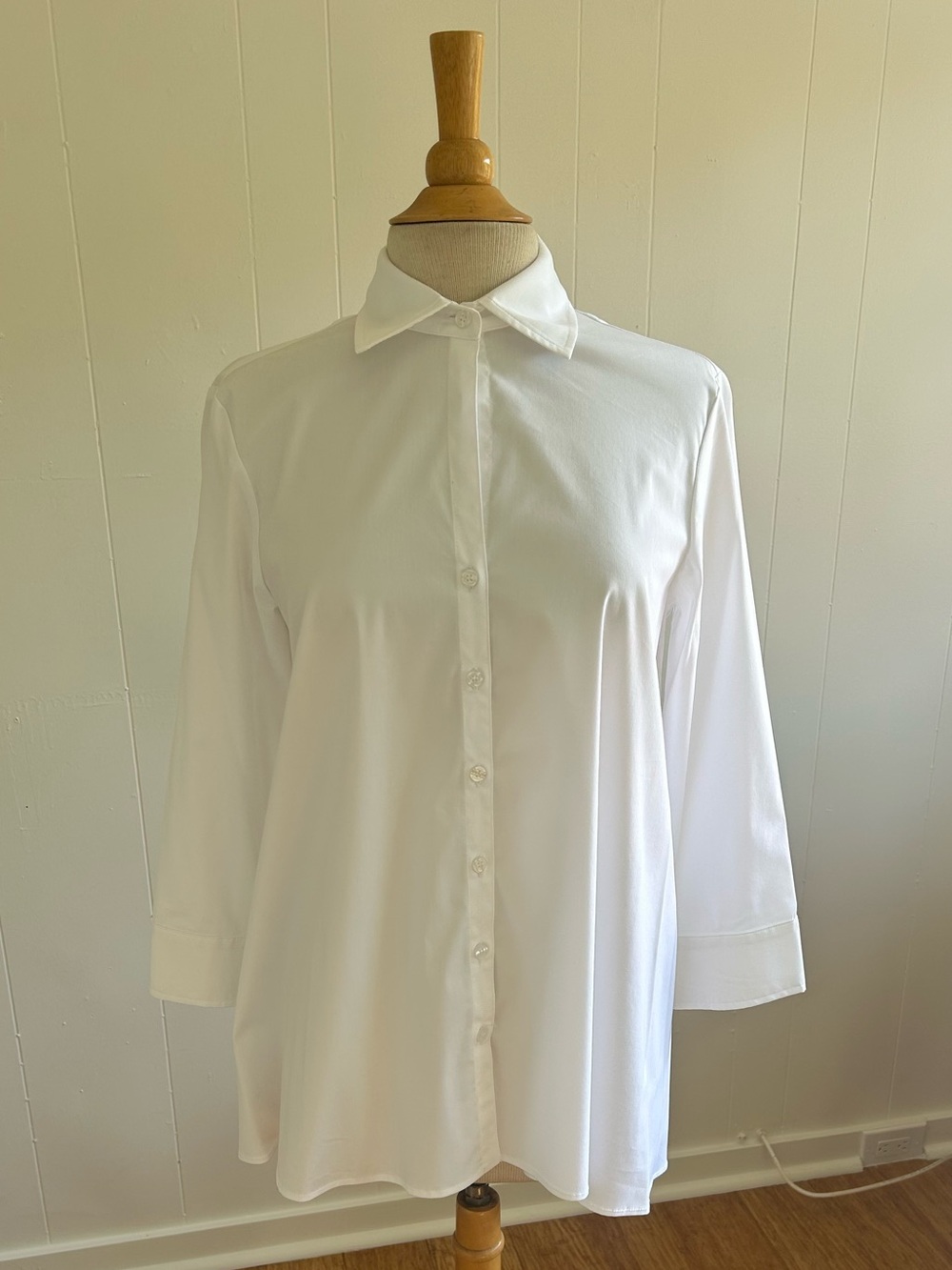 White Finley 3/4-Sleeve Cotton Shirt